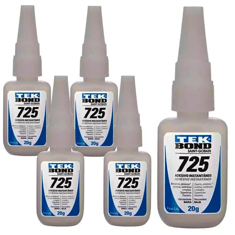 Adesivo Instantâneo Multiuso 20g 725 Kit com 5 Unidades TEKBOND