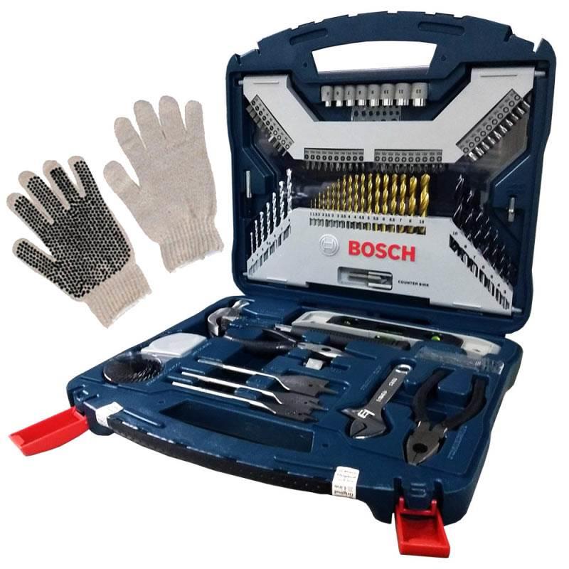 Estojo Kit Ferramentas 103 Peças X-Line X103TiN LANÇAMENTO BOSCH + Luvas