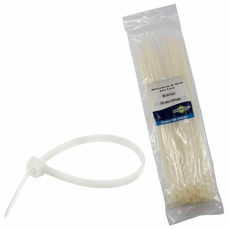 Abraçadeira de Nylon 3.6 x 250MM Branca 8632 BRASFORT