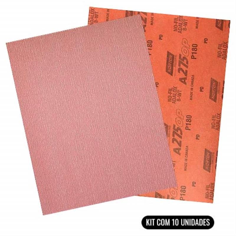 Lixa D'água a Seco A275 Grana 180 Kit Com 10 Unidades NORTON