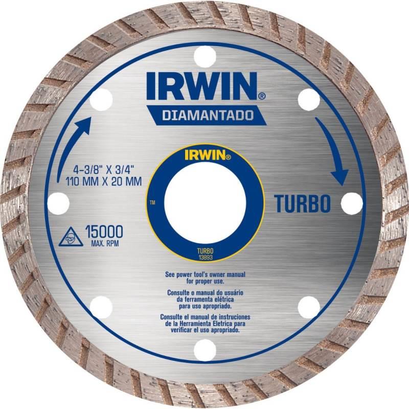 Disco de Corte Diamantado 4.3/8 POL Turbo 110 x 20 MM 13893 IRWIN