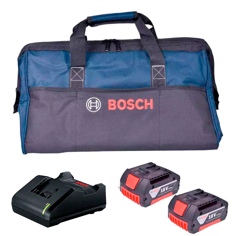 Kit com 2 Baterias 4,0Ah 18,0V + Carregador Bivolt + Bolsa de Nylon BOSCH