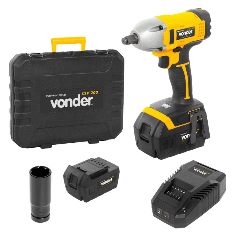 Chave de Impacto 20V 4,0 Ah à Bateria Encaixe 1/2 POL BIVOLT CIV 200 c/ Maleta e 2 Baterias VONDER