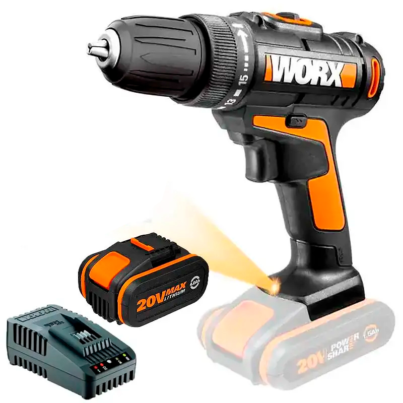Furadeira Parafusadeira WX101.9 + Bateria 4.0 Ah PowerShare e Carregador Bivolt WORX